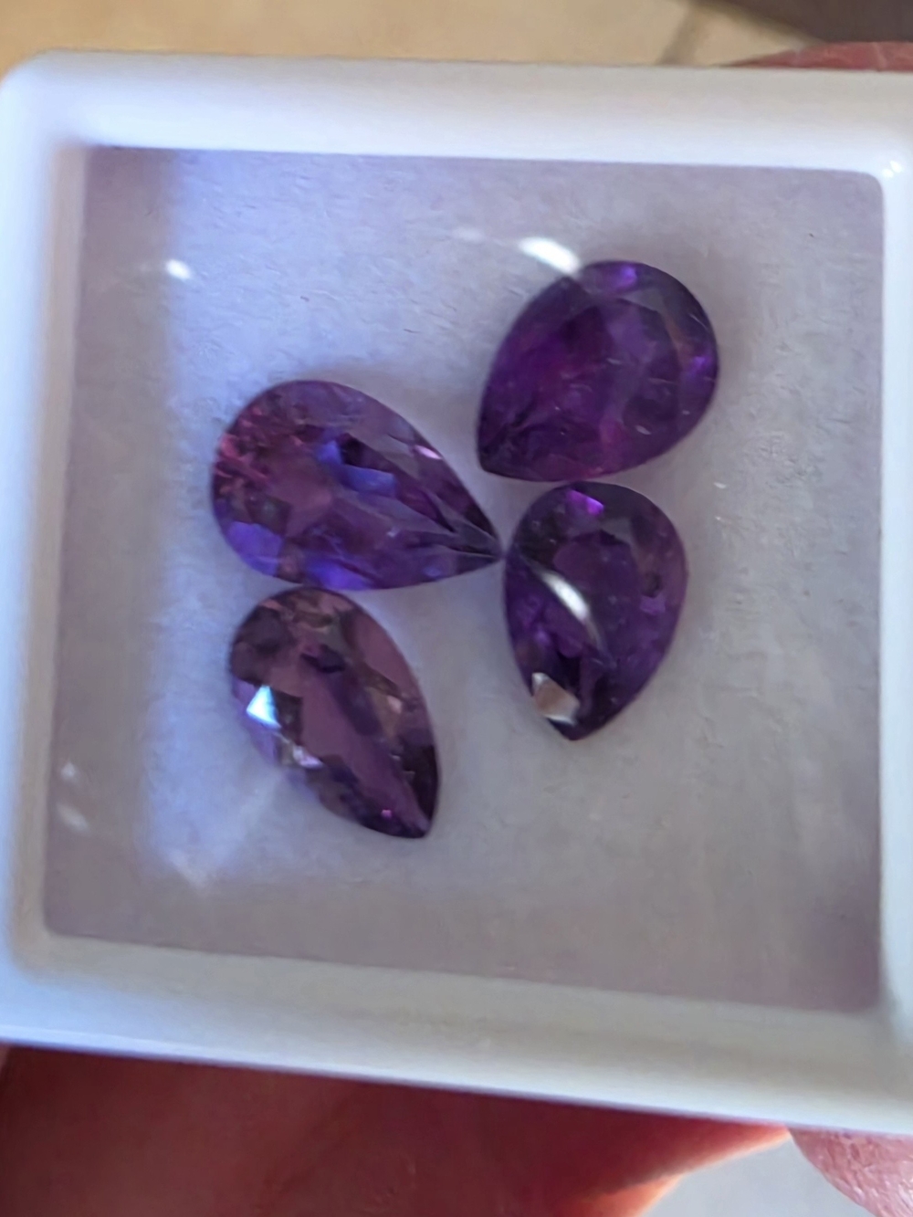 Pear-Shaped Purple Amethyst Gemstones - Set of 4